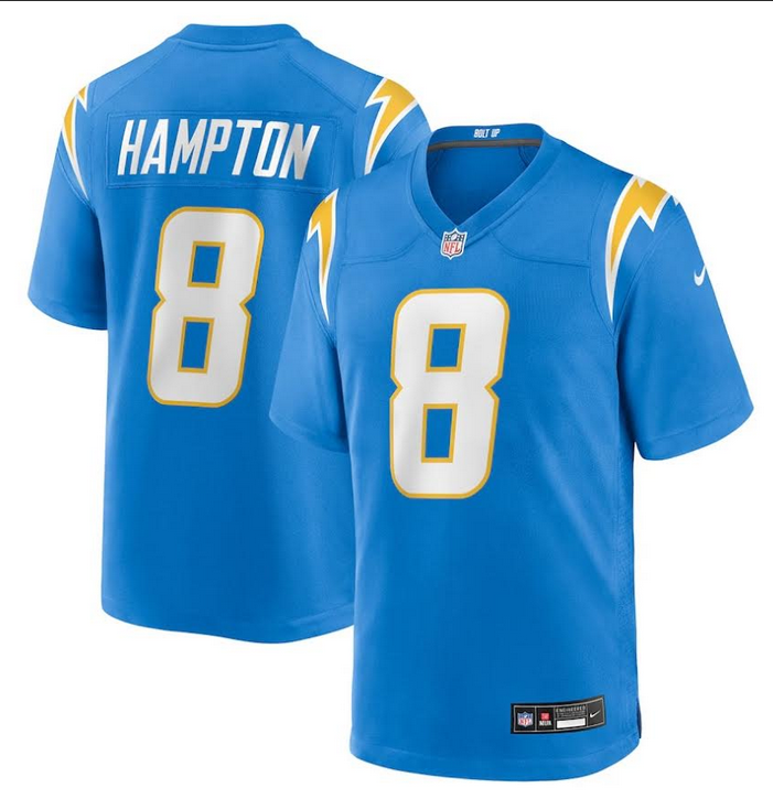 Men Los Angeles Chargers #8 Hampton blue Nike NFL 2025 Jersey->los angeles chargers->NFL Jersey